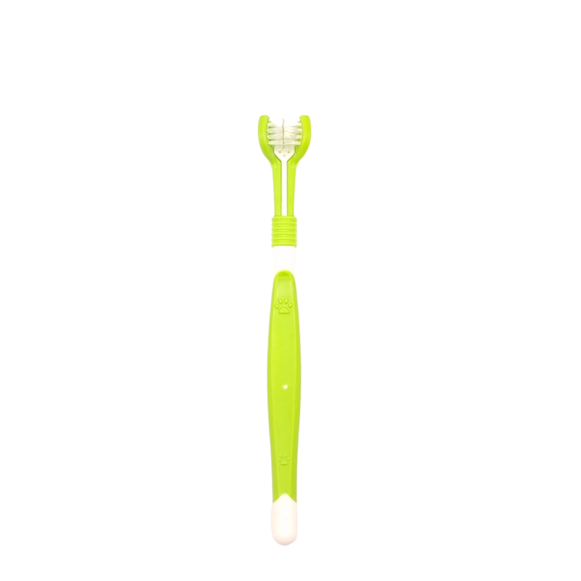3-sided pet toothbrush for dogs and cats, soft bristles for full teeth cleaning.