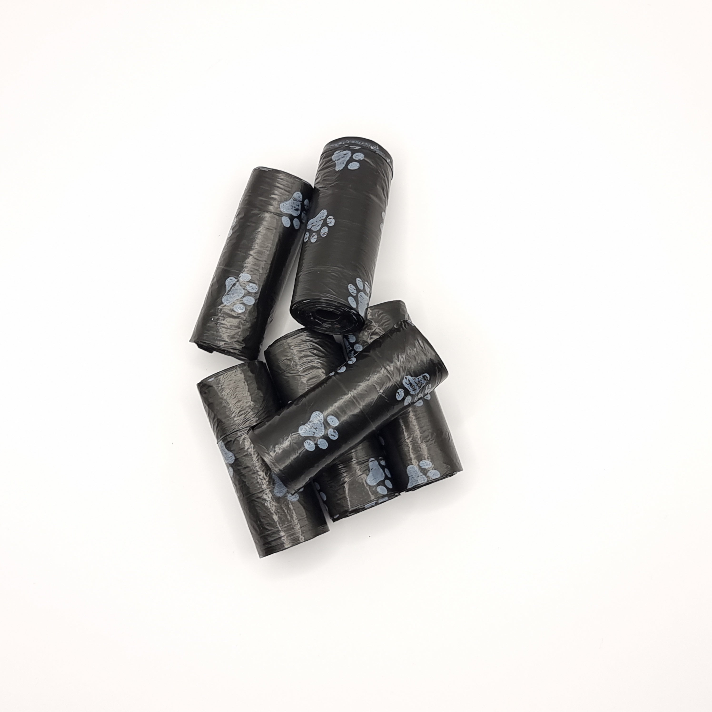 Black durable strong dog poop bags, 15pc rolls for easy clean-up

