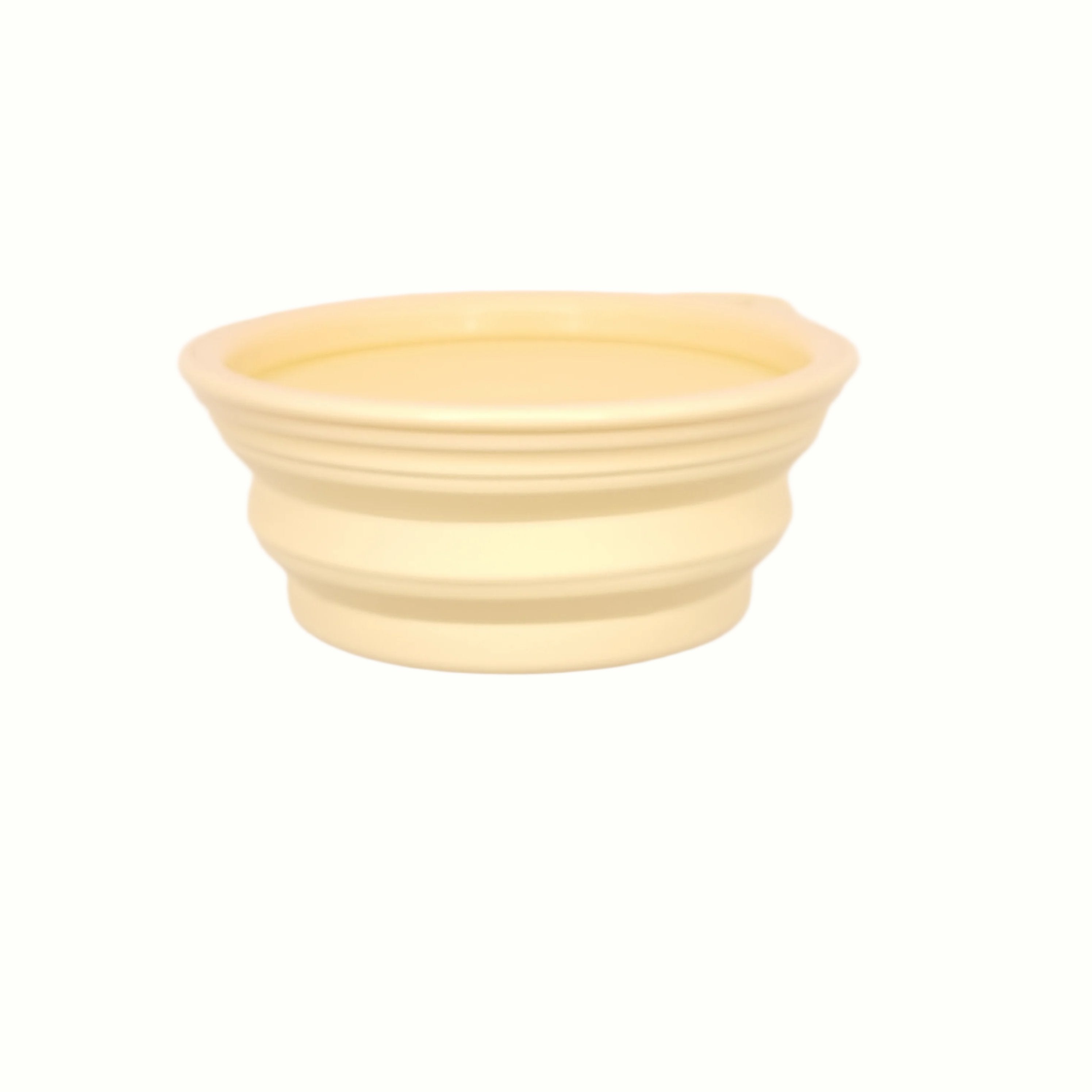 collapsible food water dog bowl pastel yellow
