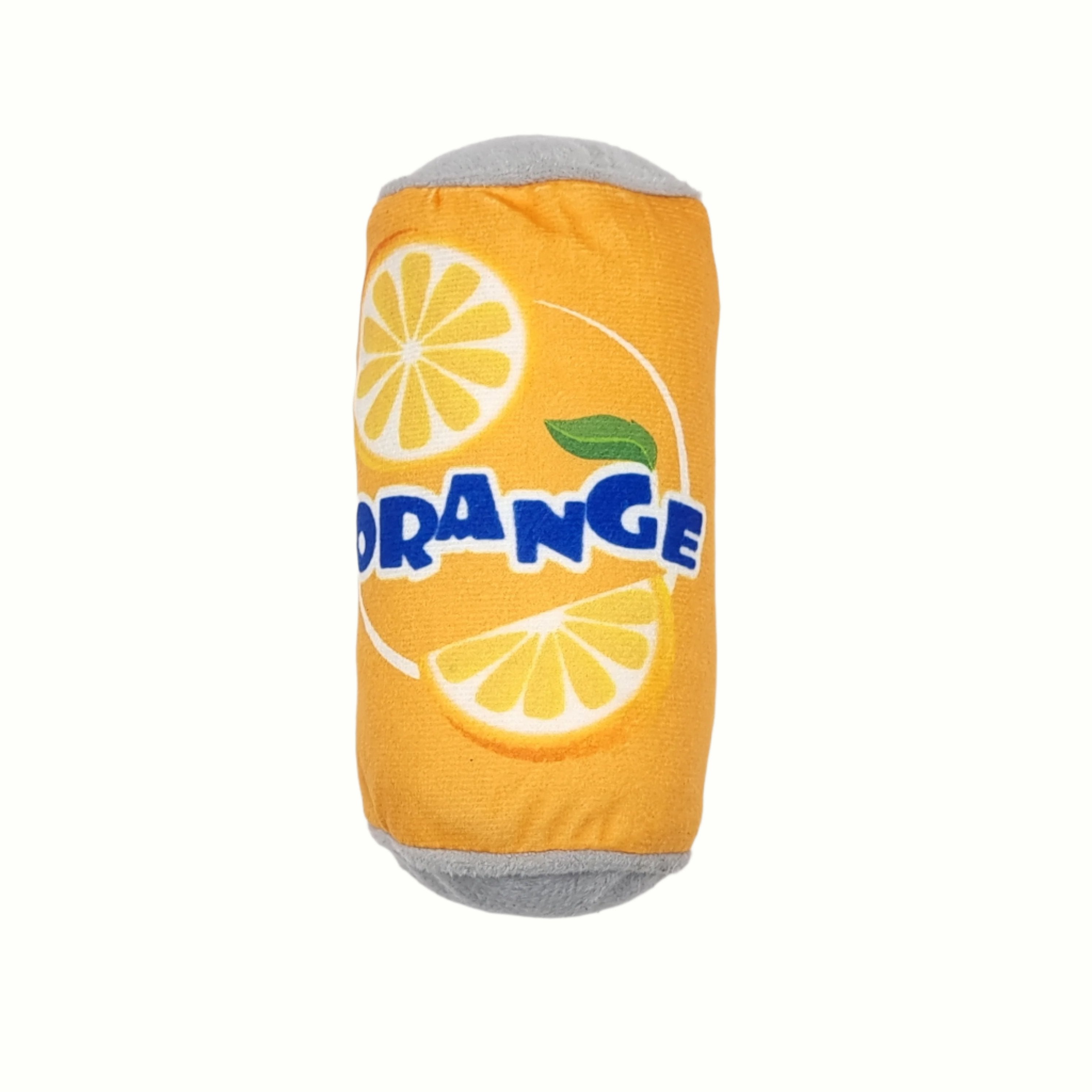 oranga can soda dog toy plush squeak