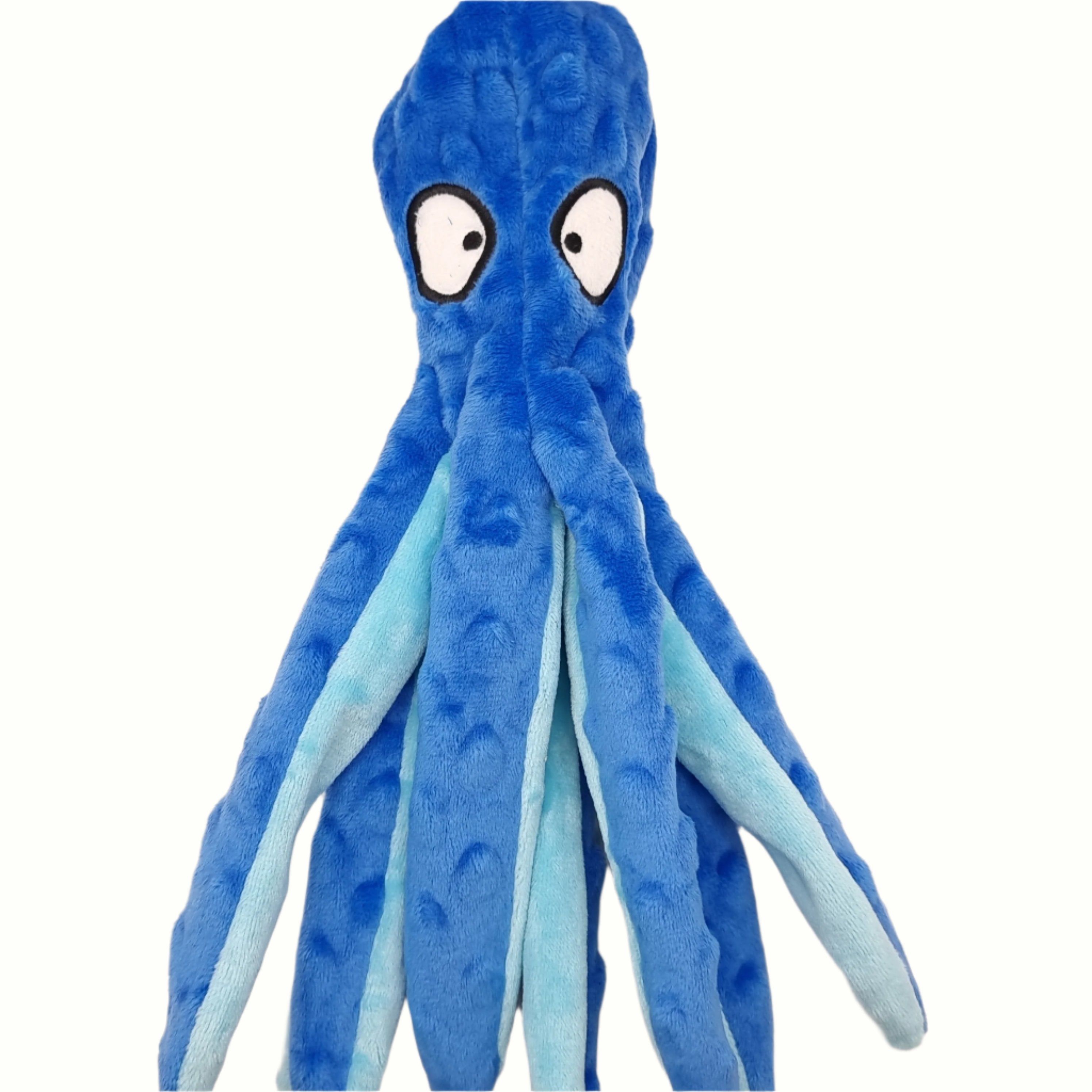 Blue octopus squeak dog toy, soft and fun for interactive play