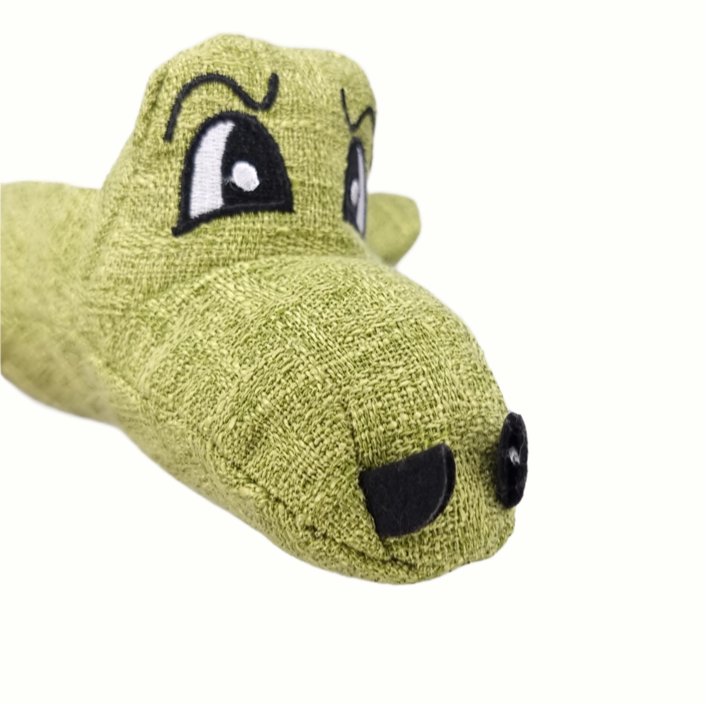 Green crocodile plush toy for dogs, soft squeaky toy for interactive play and chewing