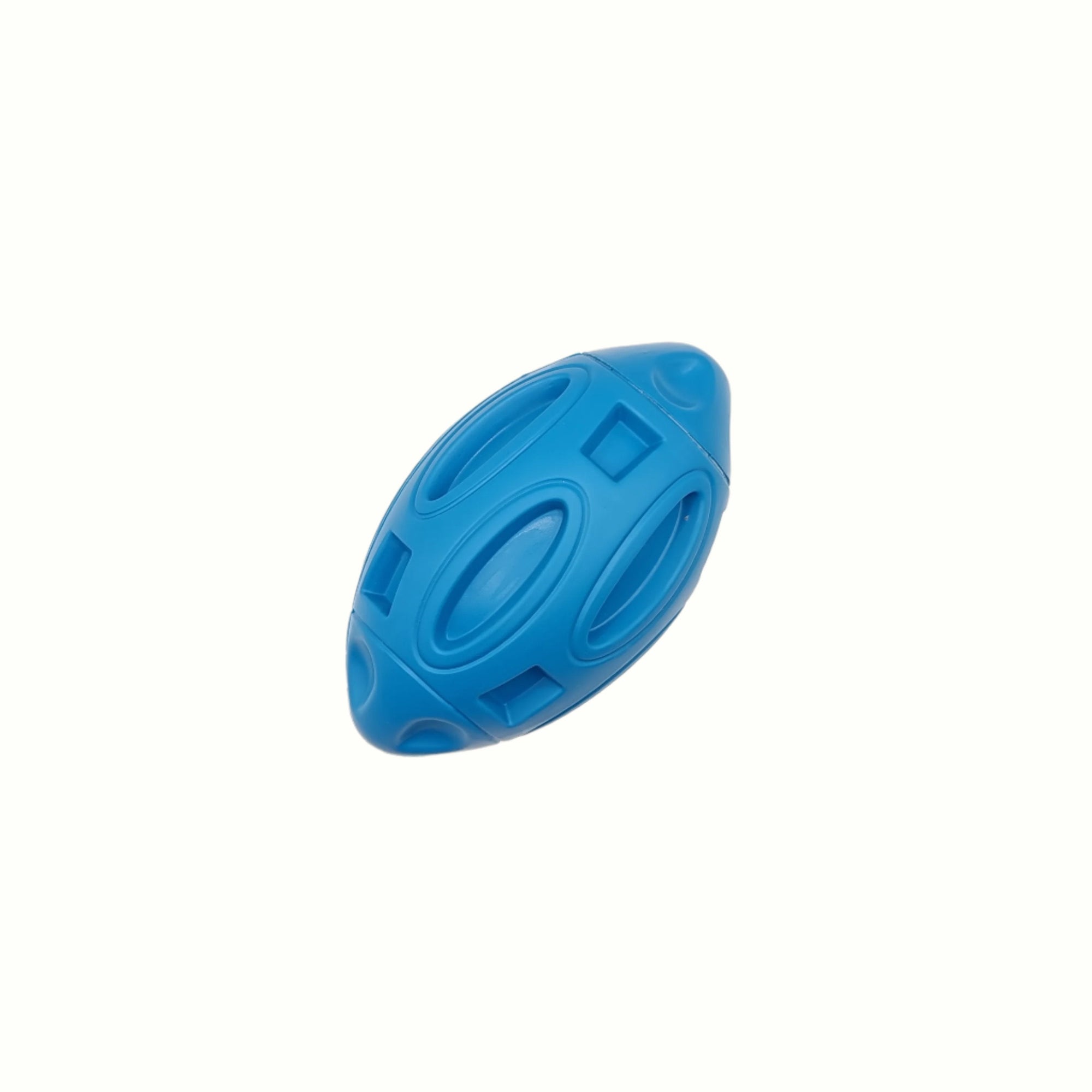 Durable rubber oval ball dog toy for aggressive chewers, squeaky and perfect for fetch