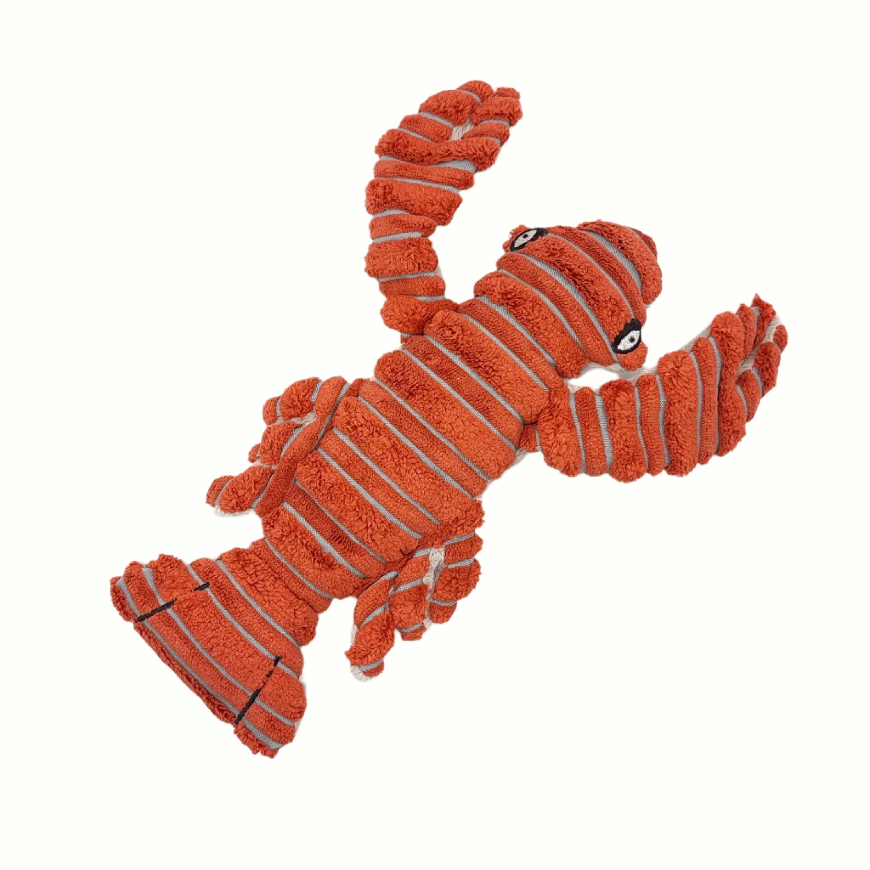 Red lobster squeaky fabric dog toy, fun and durable for playtime