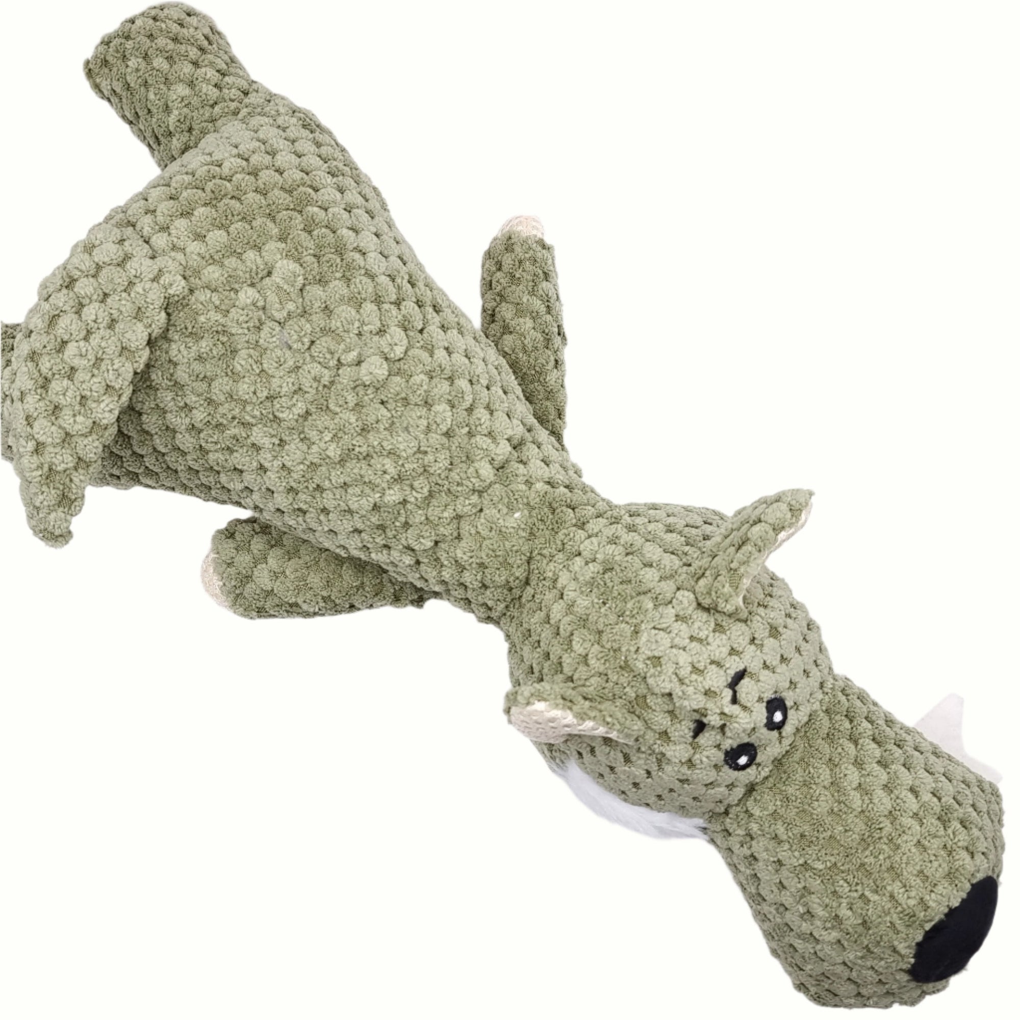 Soft wolf squeaker dog chew toy, plush and fun