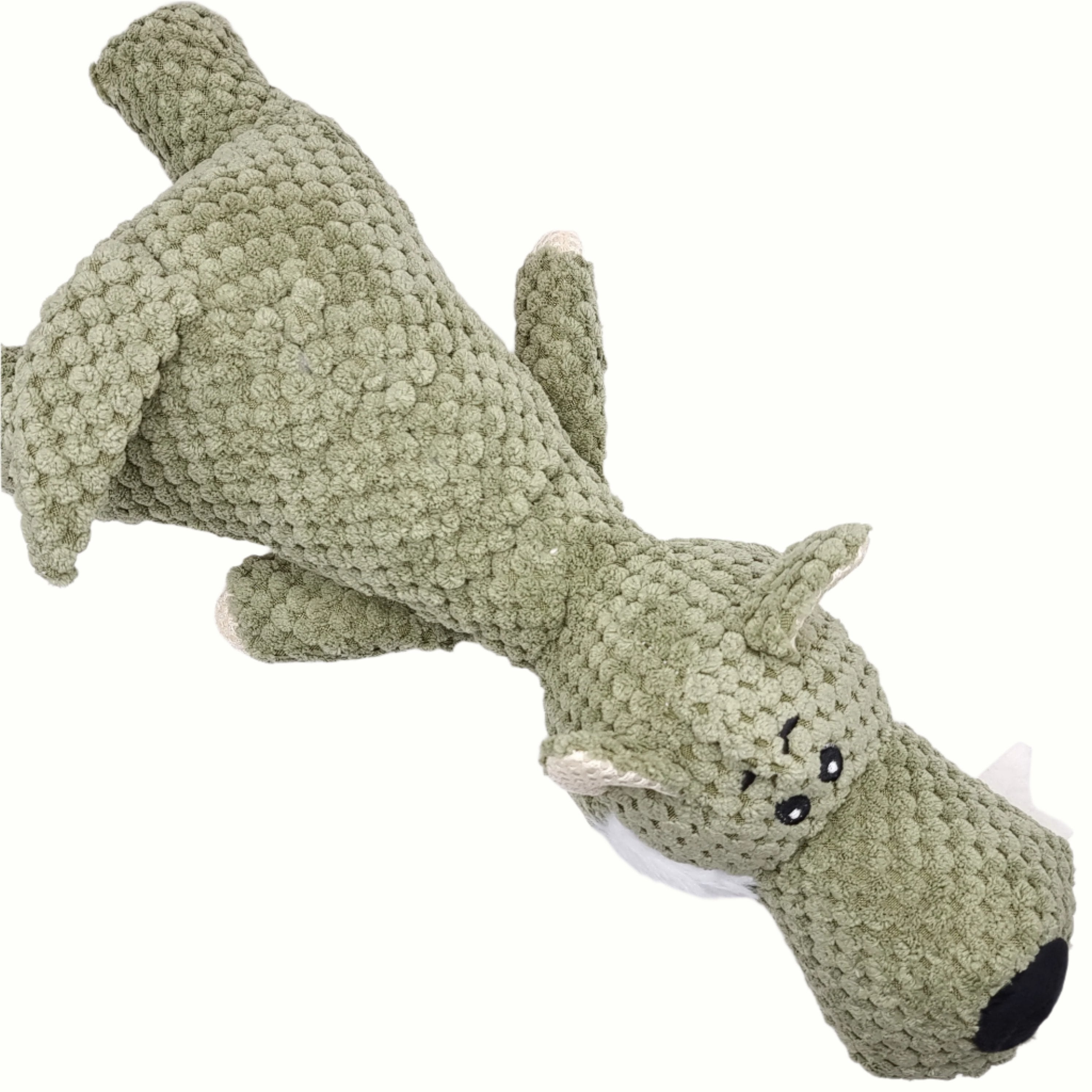Soft wolf squeaker dog chew toy, plush and fun