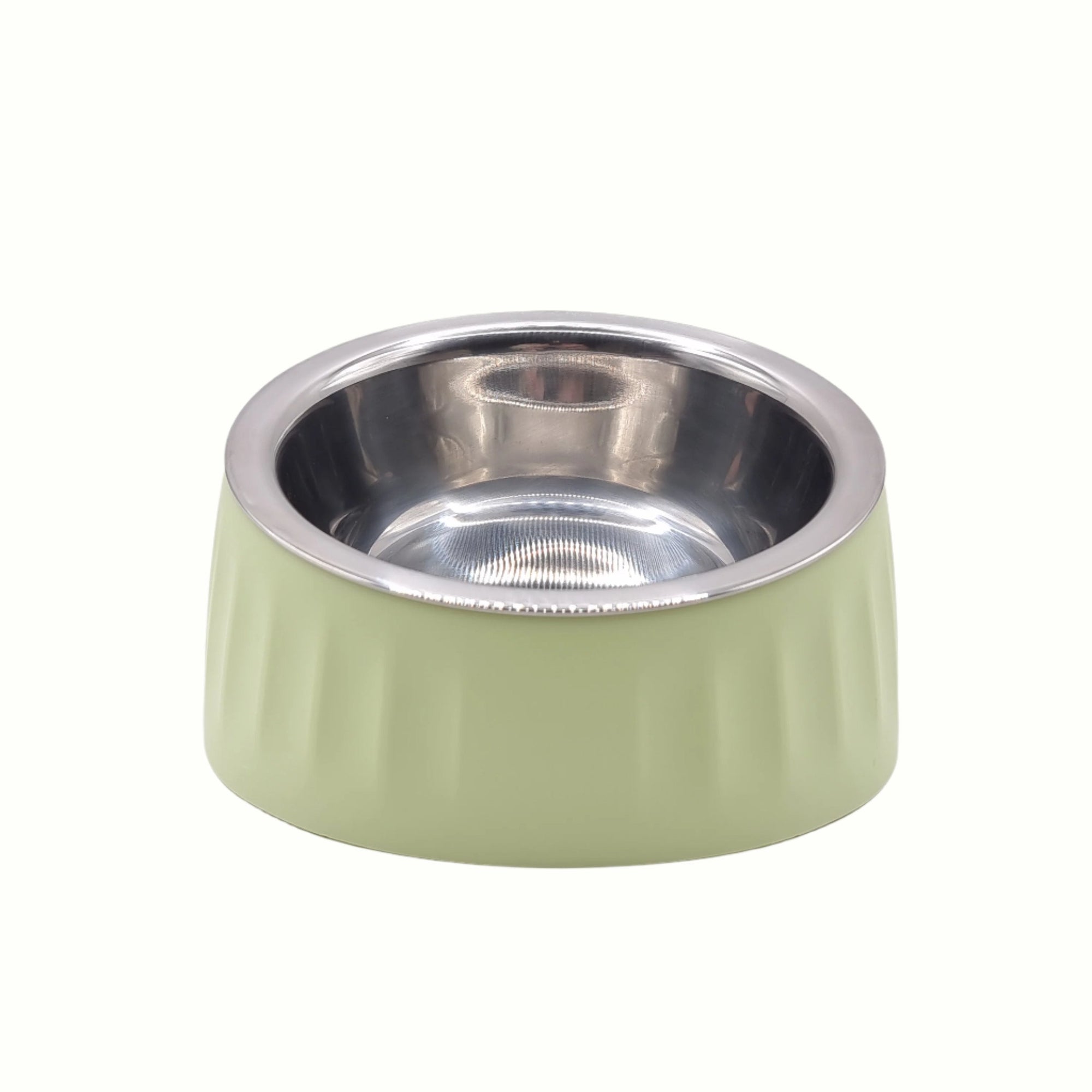 two alt text versions please: Raised & Tilted Cat & Dog Food/Water Bowls green