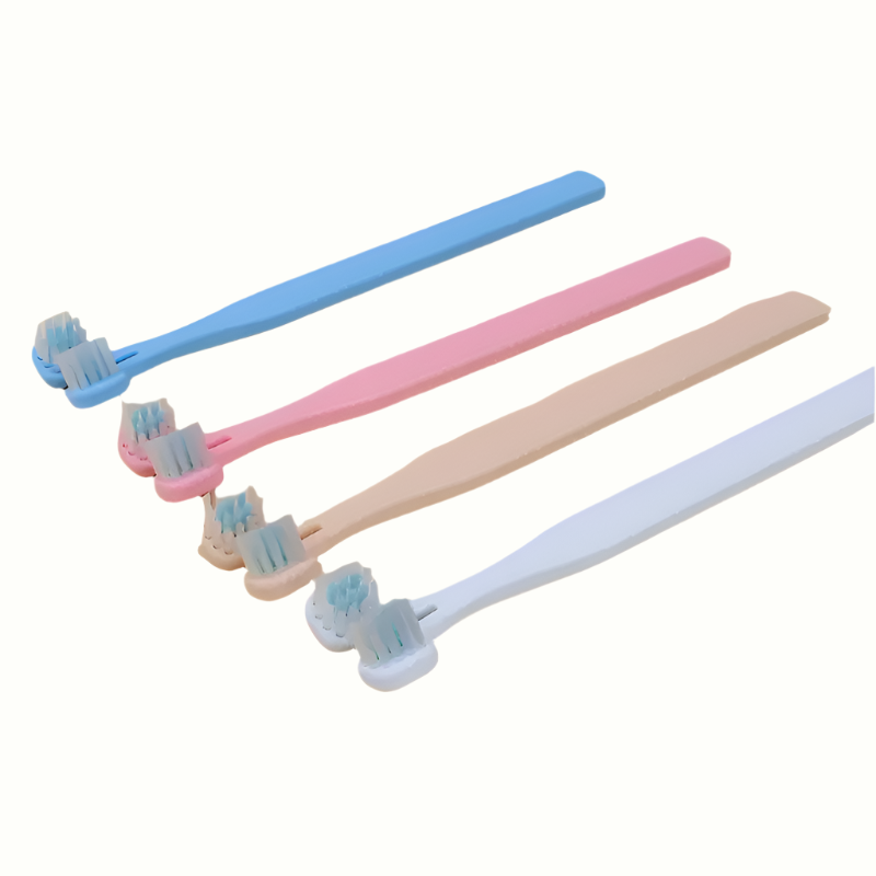 Pastel colored 2-sided pet toothbrush, easy dental cleaning for dogs and cats
