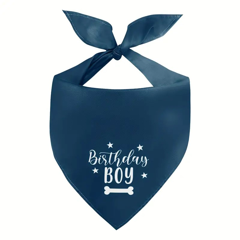 Adjustable Birthday Boy Dog Bandana, soft and washable pet scarf.