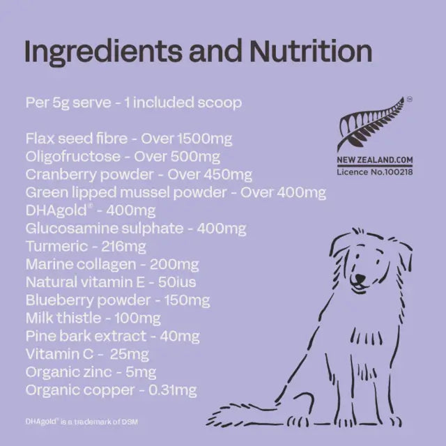 fourflax senior dog health powder ageing dogs