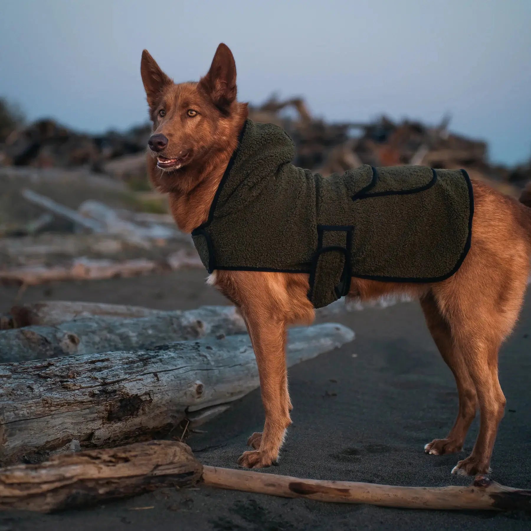 fleece dog jacket green warm dog coat