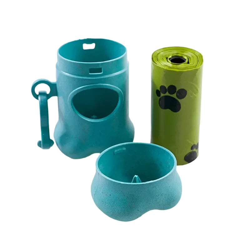 Blue dog poop bag holder, stylish and convenient for carrying waste bags during walks
