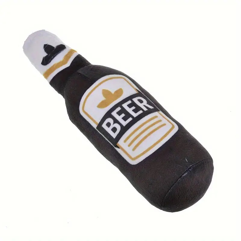 Squeaky Beer Bottle Plush Toy for Dogs - Black