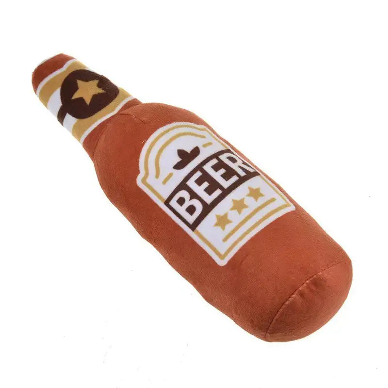 Squeaky Beer Bottle Plush Toy for Dogs - Brown