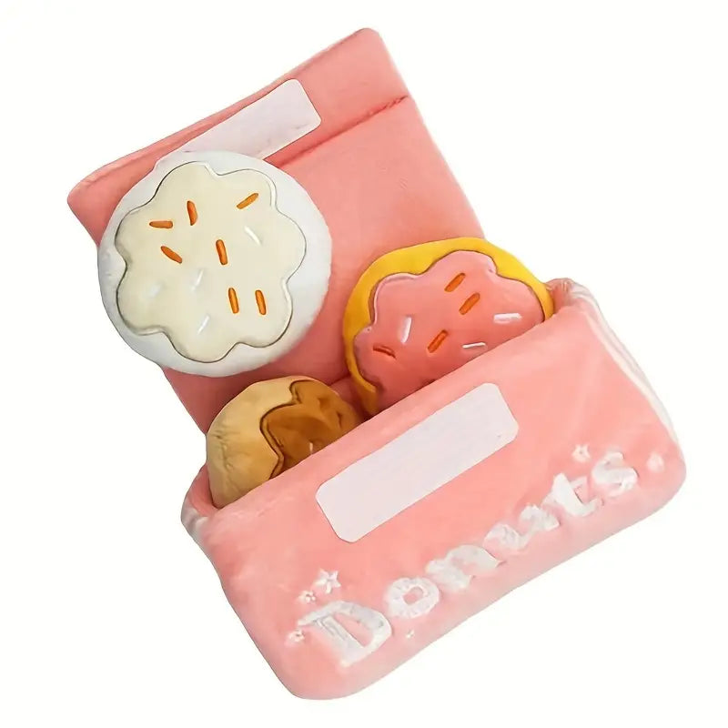 4pc squeaky donut toy set for dogs, durable and fun toys for interactive play, perfect for chewing and fetching