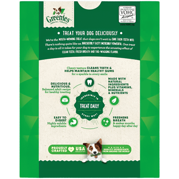 Greenies Large Dental Chew Treats for dogs, effective teeth cleaning and plaque reduction, supports fresh breath and oral hygiene