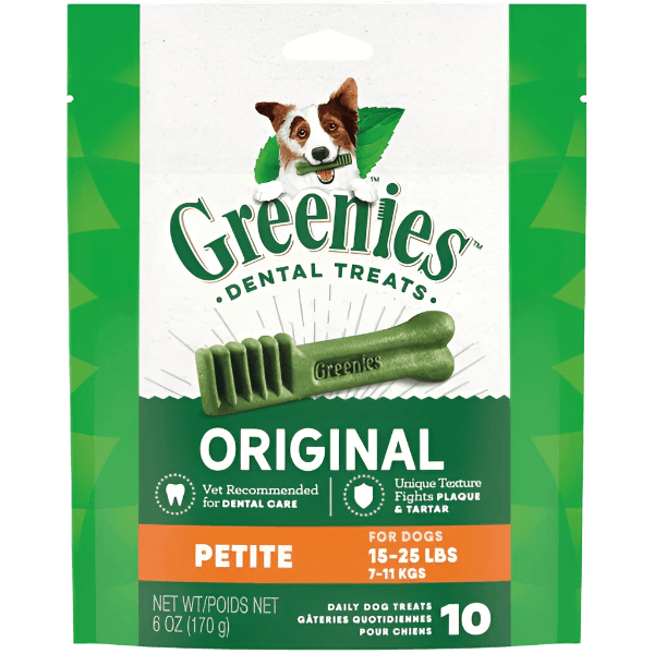Greenies Dental Chew Treats Petite, dental health chews for small dogs, reduces plaque and freshens breath