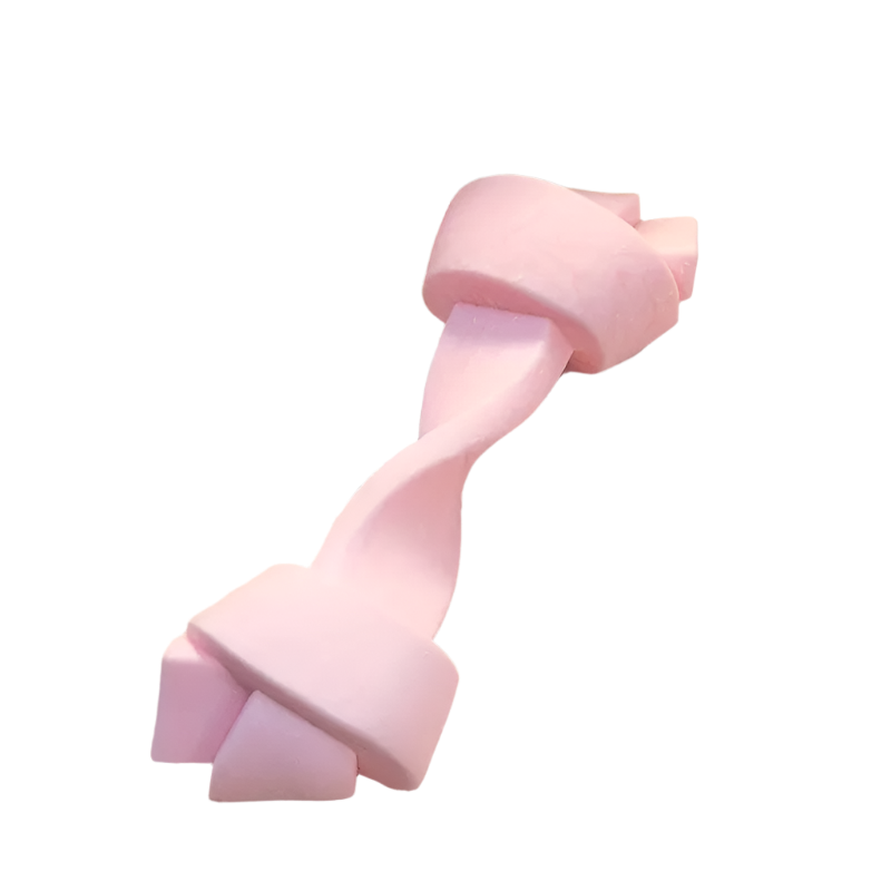 Durable bone-shaped squeaky dog chew toy for medium breeds Pink