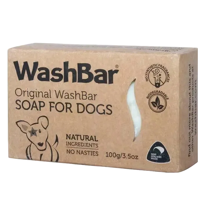 WashBar Original Bar for Dogs 100g – Natural soap with Neem Leaf, Lemon Scented Tea Tree Oil, and Manuka Oil for dry, itchy skin