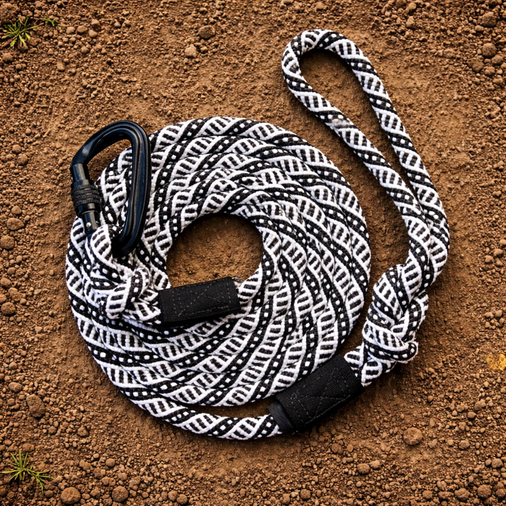 black white rope dog leash heavy duty