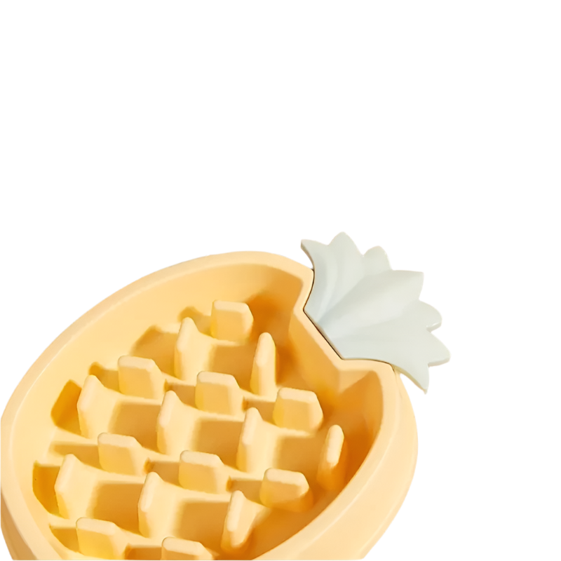 Pineapple-shaped slow feeder pet bowl for healthy and fun feeding